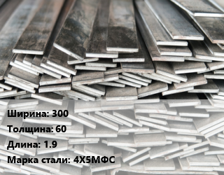 Полоса стальная 300х60 L=1.9 Сталь: 4Х5МФС, м/д цена от 405000 ₼ / т, где купить, условия доставки в Баку и Бакинская области